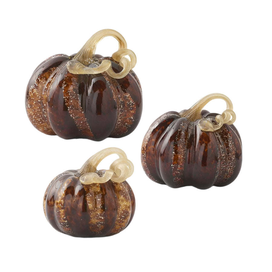 Brown Speckled Handblown Glass Pumpkin (Various Sizes)