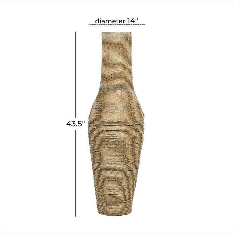 Faux Seagrass Tall Vase, Brown (Various Sizes)