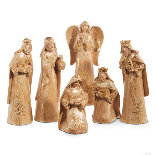7.5" Gold Leaf Nativity Set