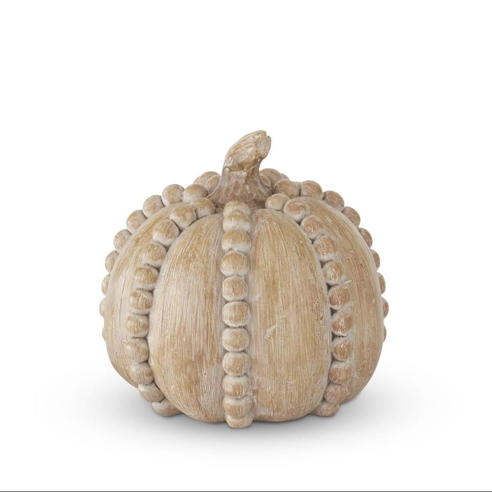 4" Faux Wood Beaded Pumpkin