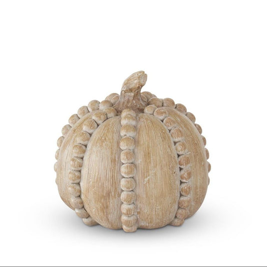4" Faux Wood Beaded Pumpkin