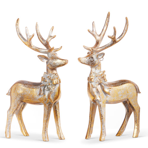 Aged Gold Deer with Bow Ornament (Various Styles)