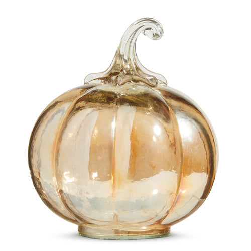 6.5" Glass Pumpkin, Brown/Orange