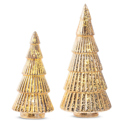 Gold Ribbed Glass Lighted Tree (Various Sizes)