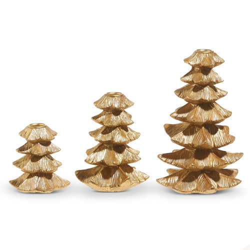 Gold Tree Candle Sticks, Set of 3