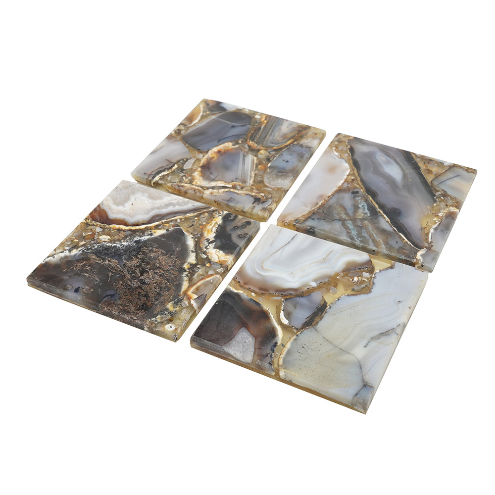 Grey Agate Coaster, Set of 4