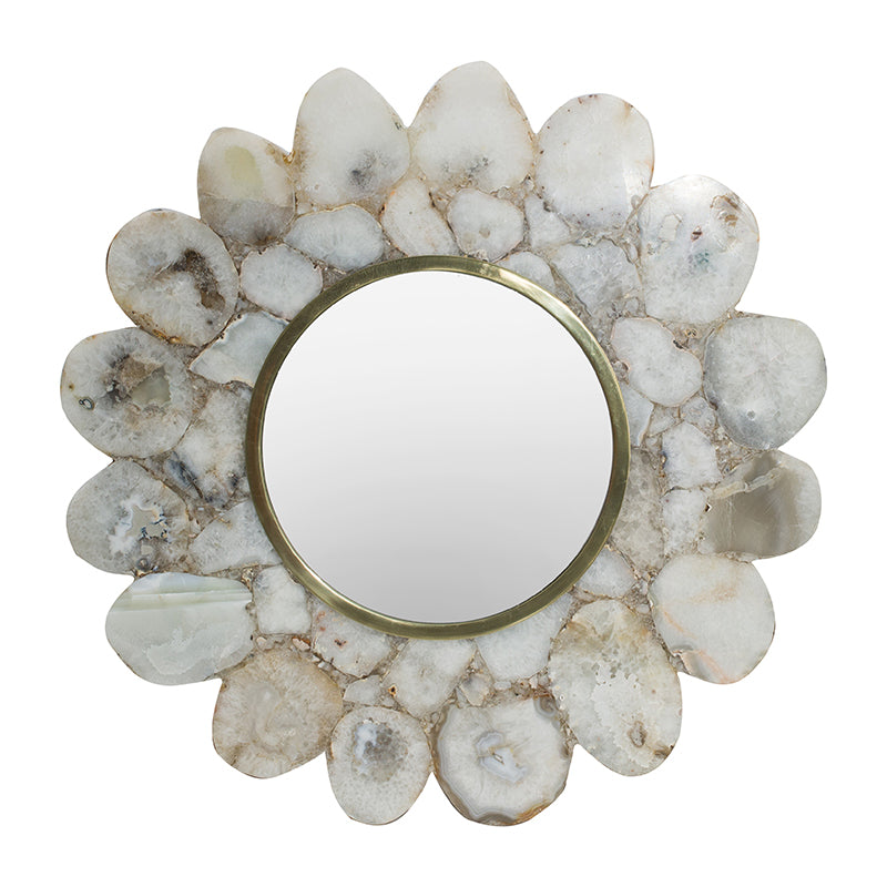 White Agate Flower Mirror