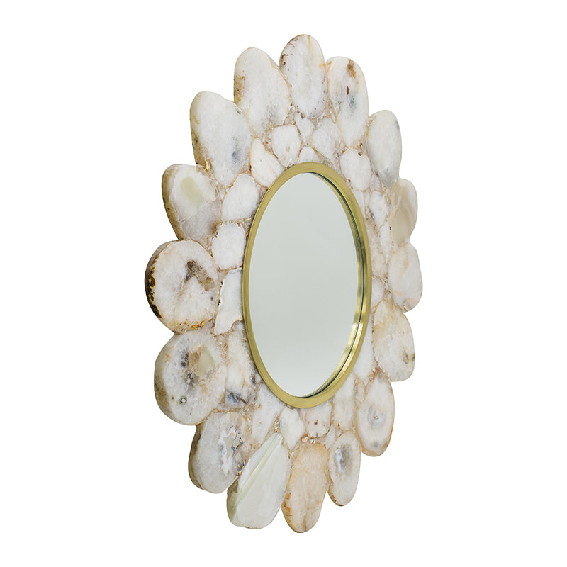 White Agate Flower Mirror