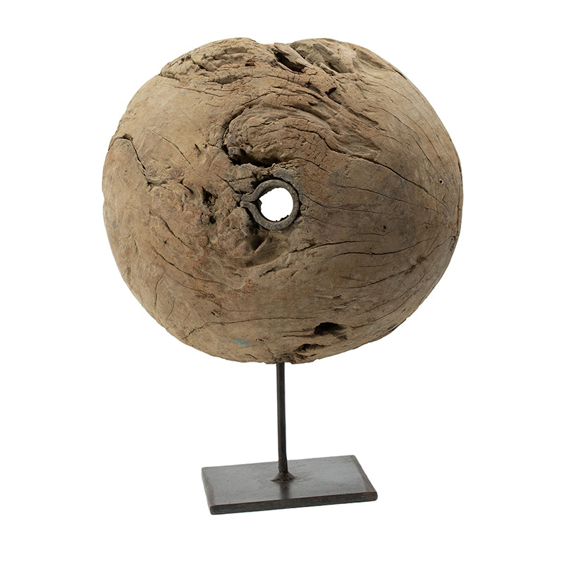 Teak Wood Sphere Sculpture