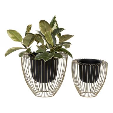 Black & Gold Metal Planter (Various Sizes)