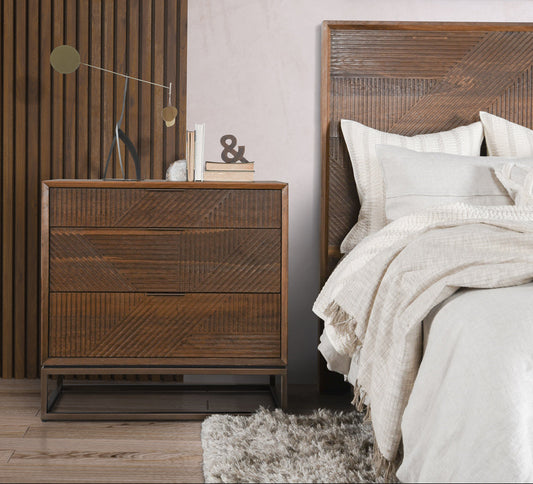 Mango wood carved nightstand