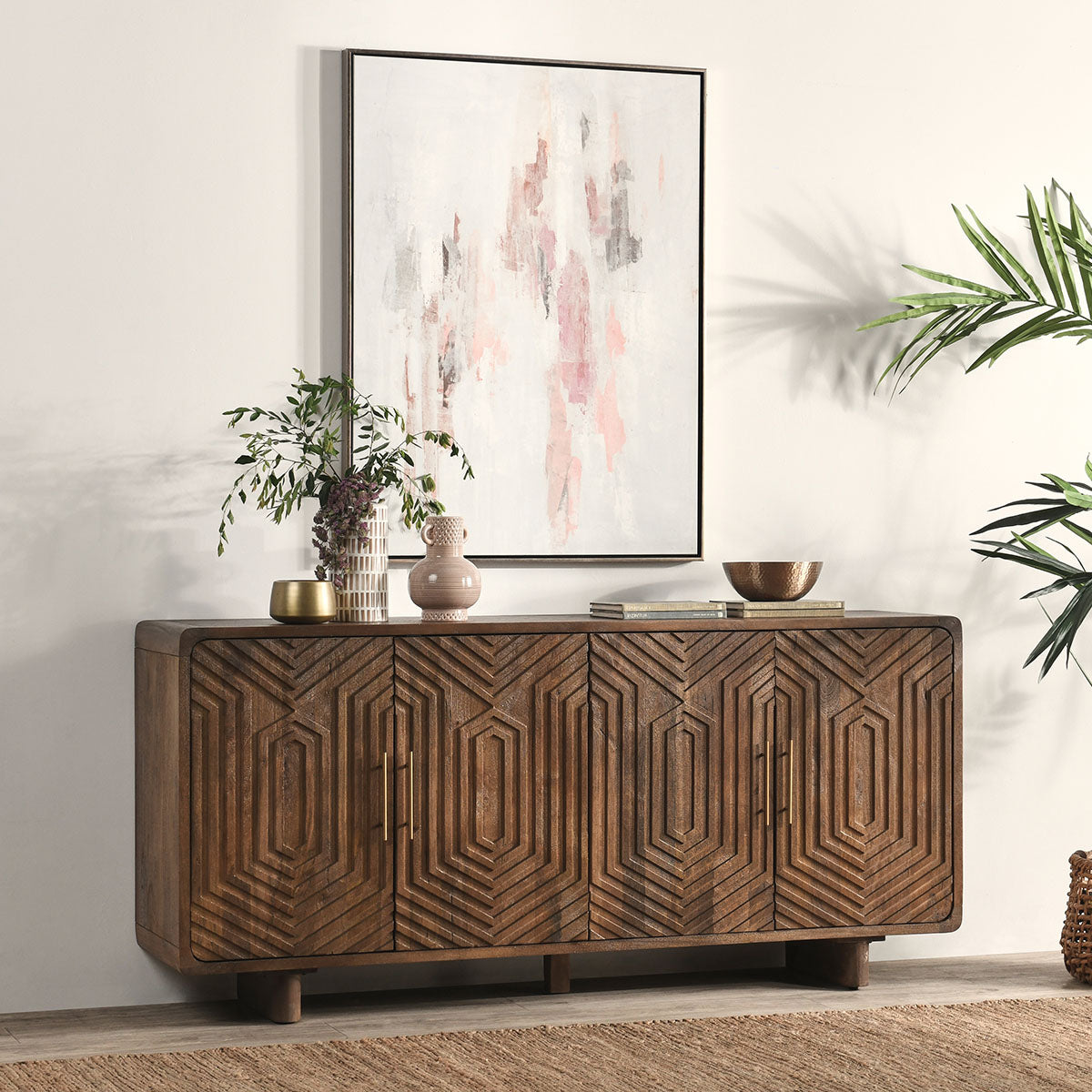 Holmes 4 Door Sideboard, Light Brown