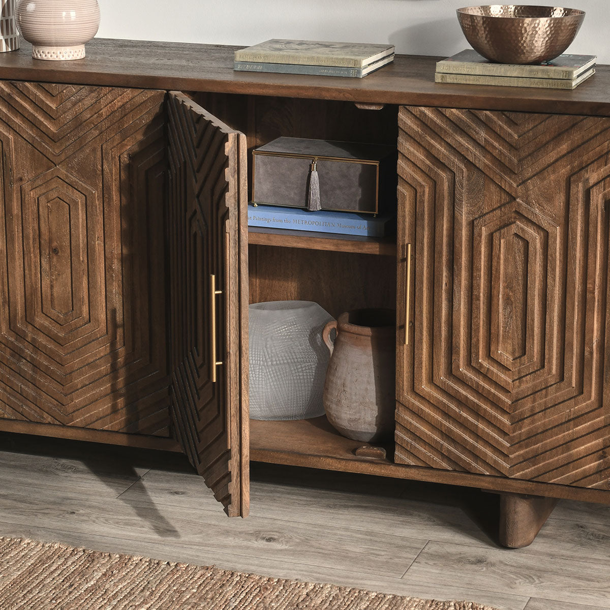 Holmes 4 Door Sideboard, Light Brown
