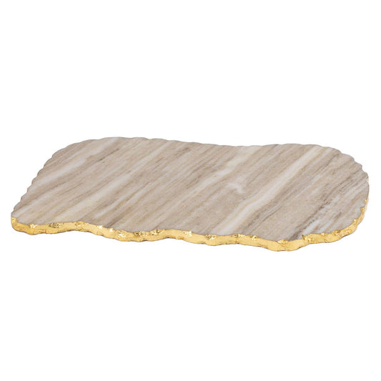 Taupe w/ Gold Edge Marble Serving Board