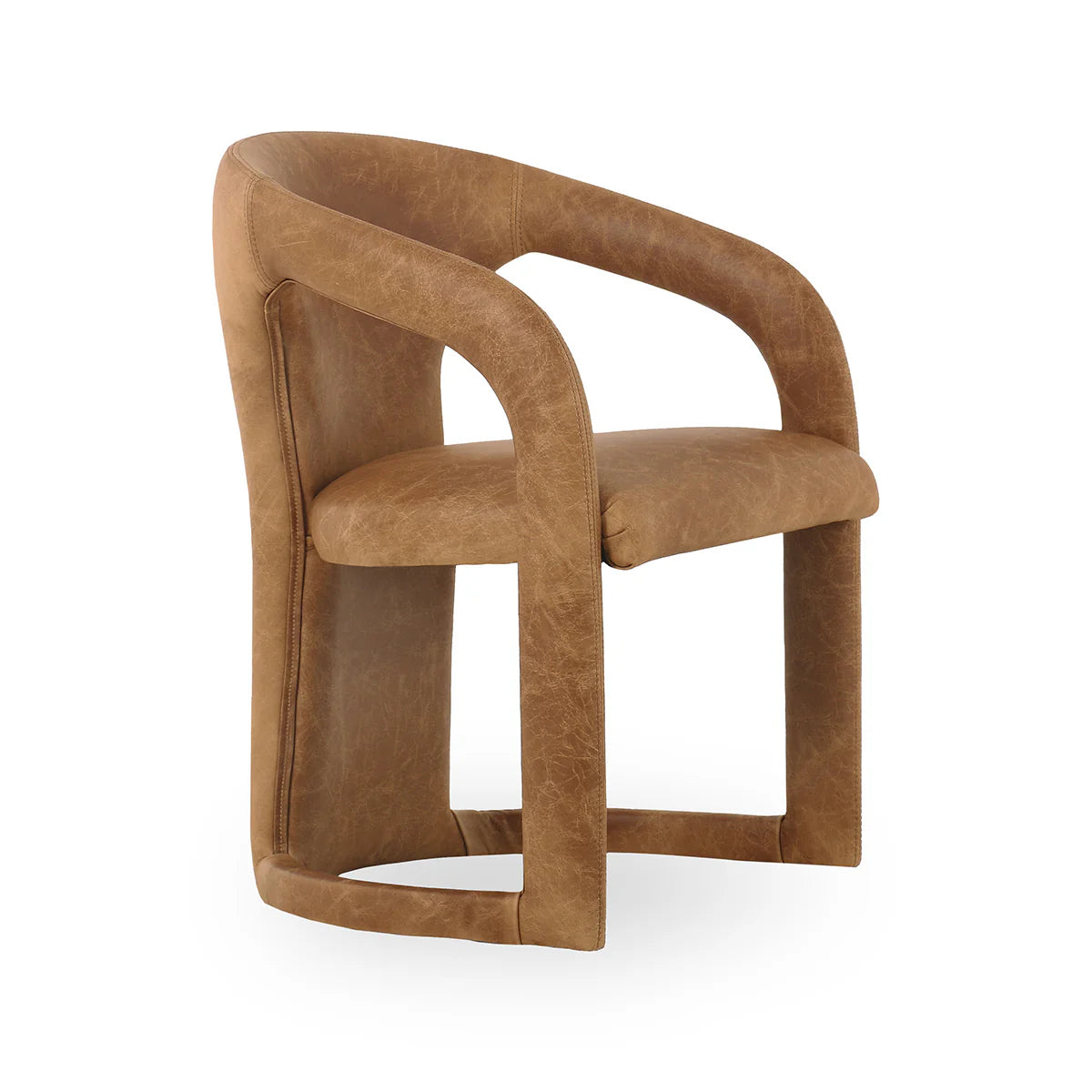 Archie Leather Dining Chair, Maple Brown