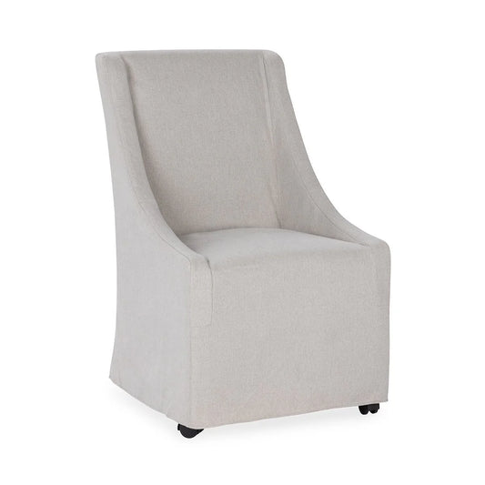 Warwick Upholstered Rolling Dining Chair, Stone Beige