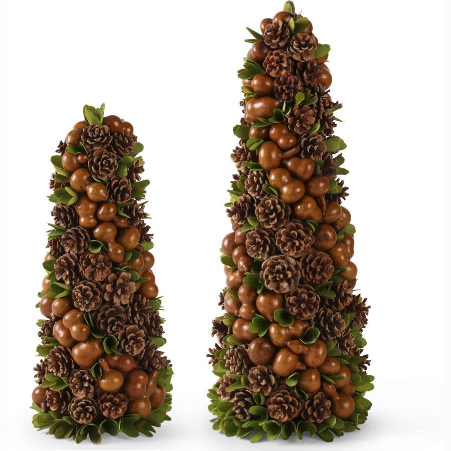 Set of 2 Gourd Pinecone Trees