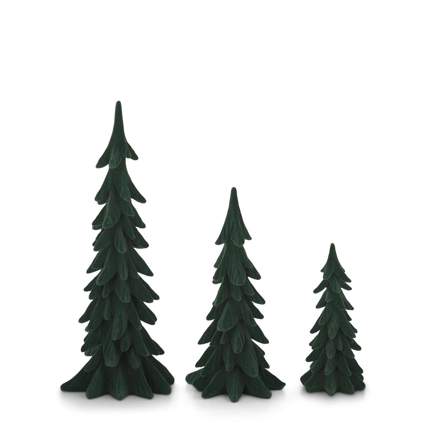 Set of 3 Small Green Velvet Christmas Trees