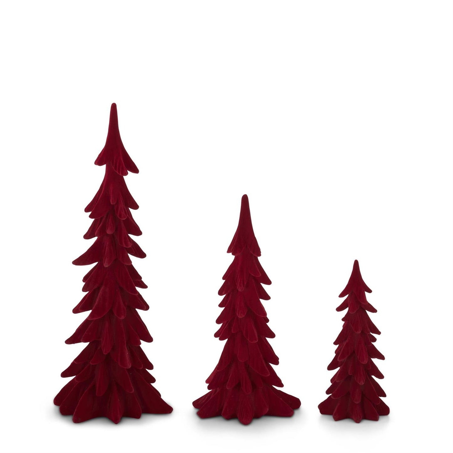 S/3 Red Velvet Christmas Trees