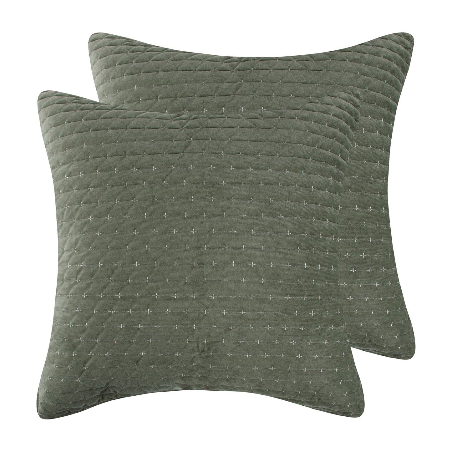 Green Velvet Stitch Euro Sham, Set of 2