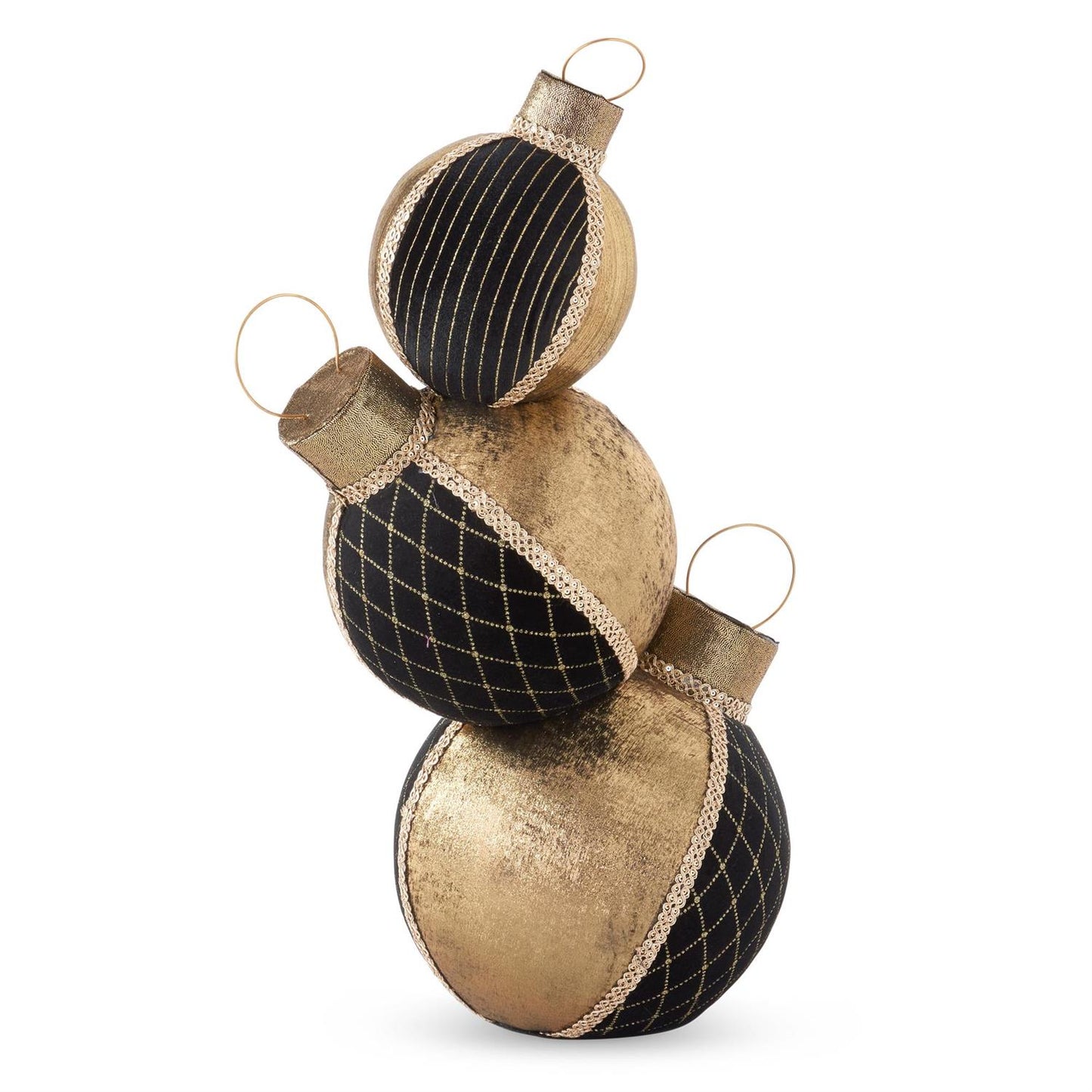 Black Velvet w/ Gold Trim Tabletop Stacked Ornaments