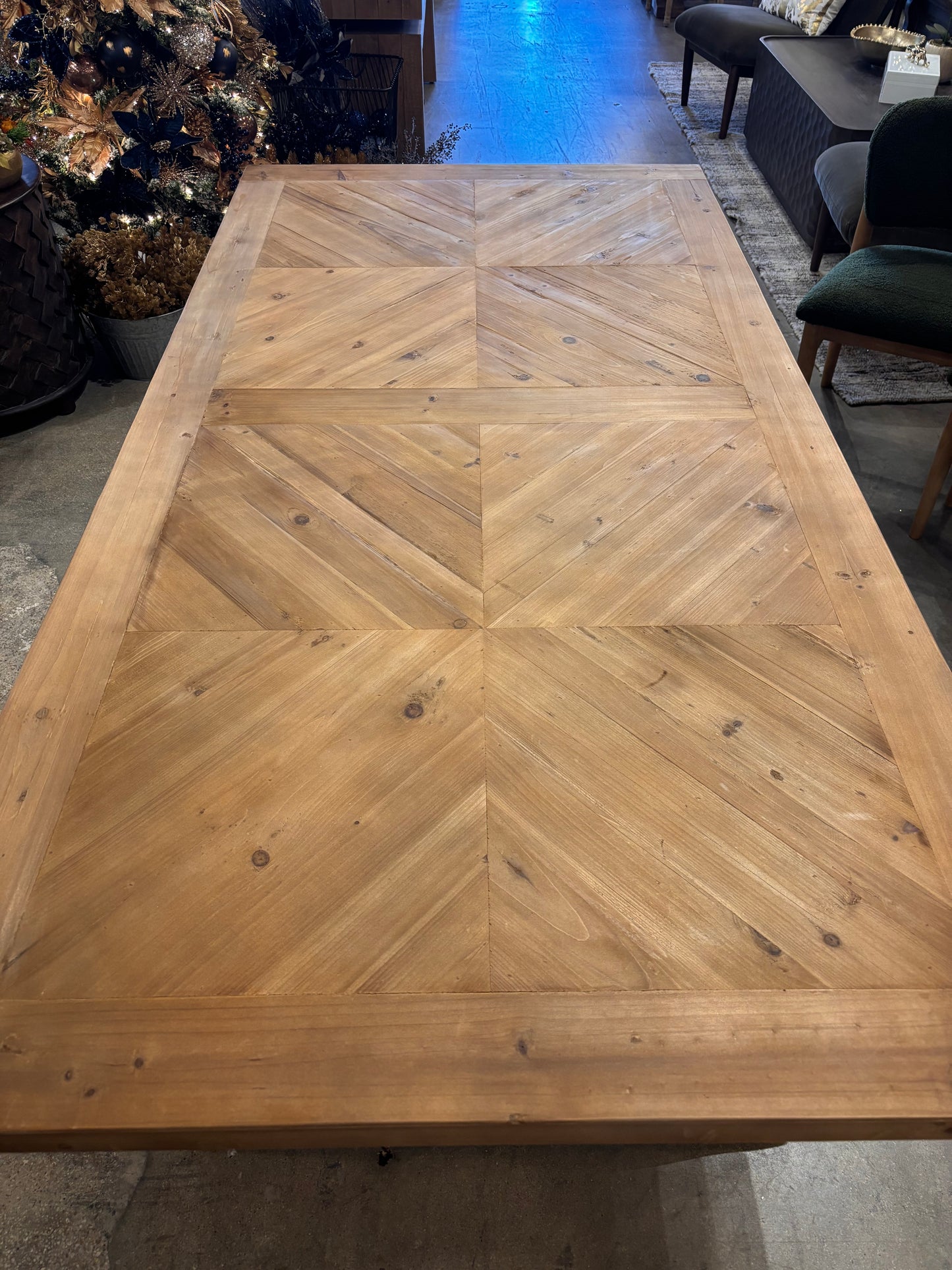 Addison 7' Parquet Dining Table, Natural Finish