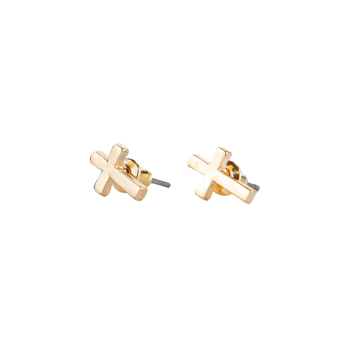 Gold Cross Stud Earrings