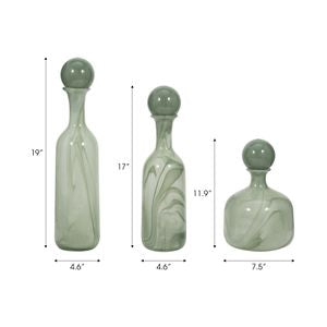 S/3 Verena Green Lidded Vases