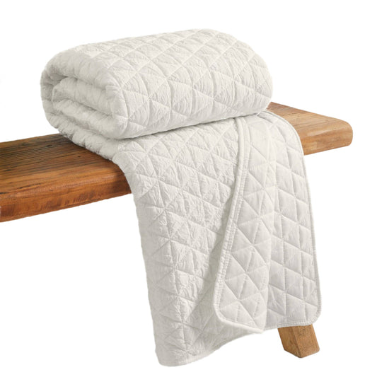 Rowan Quilted Throw Blanket, Cream
