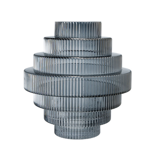 Tiered Geometric Vase, Smoked Blue (Various Sizes)