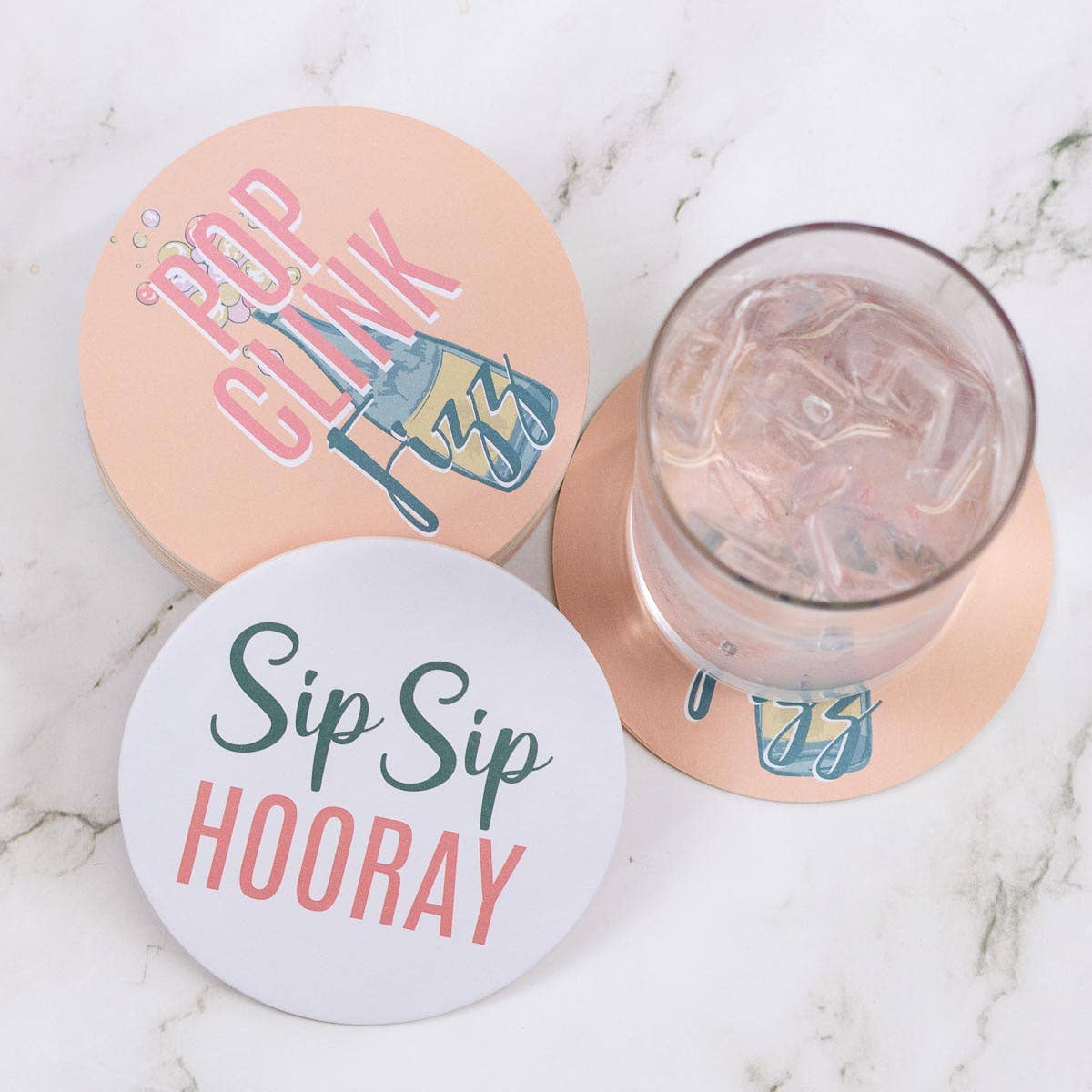 Champagne Reversible Paper Coasters, Set of 20