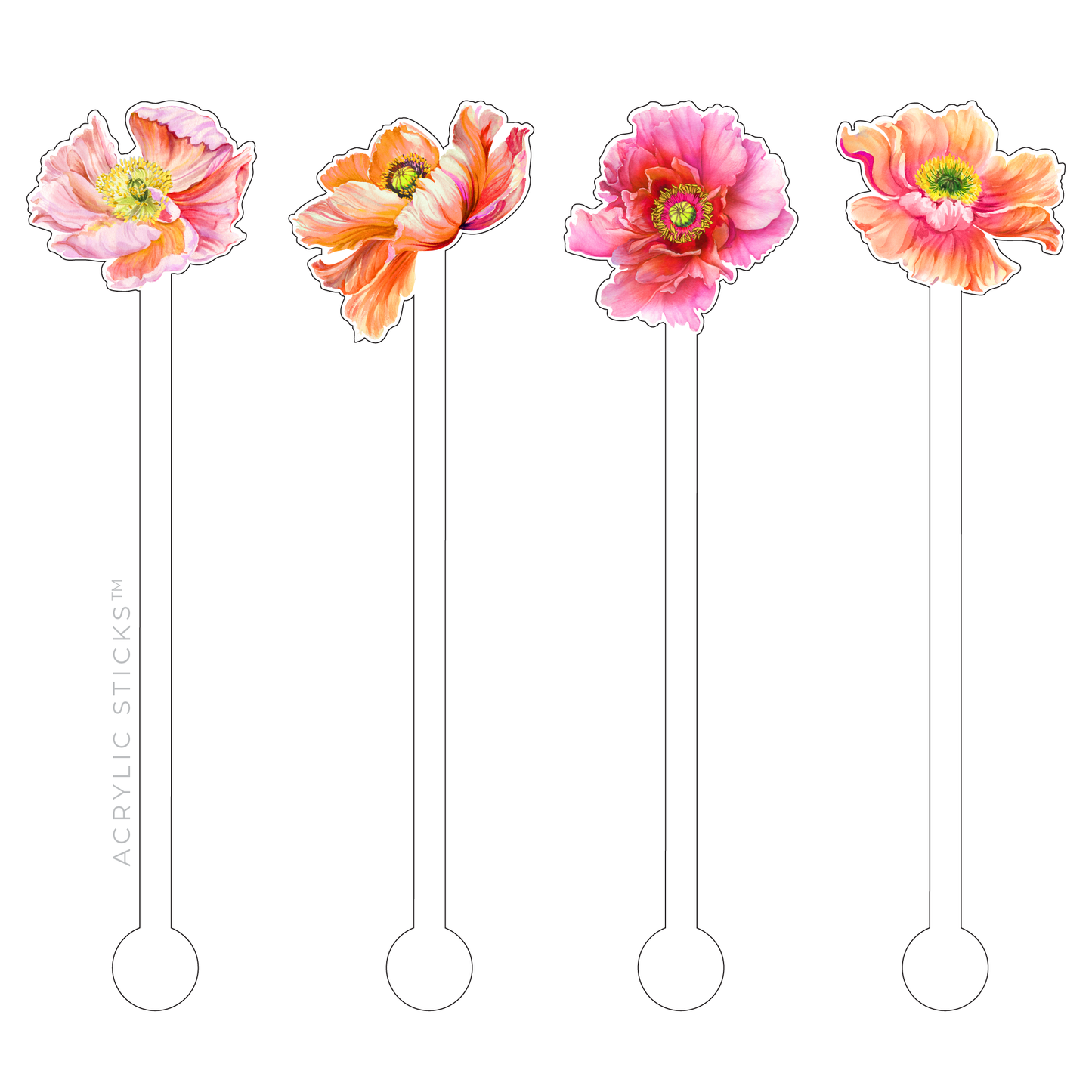 Pretty Poppies Stir Sticks