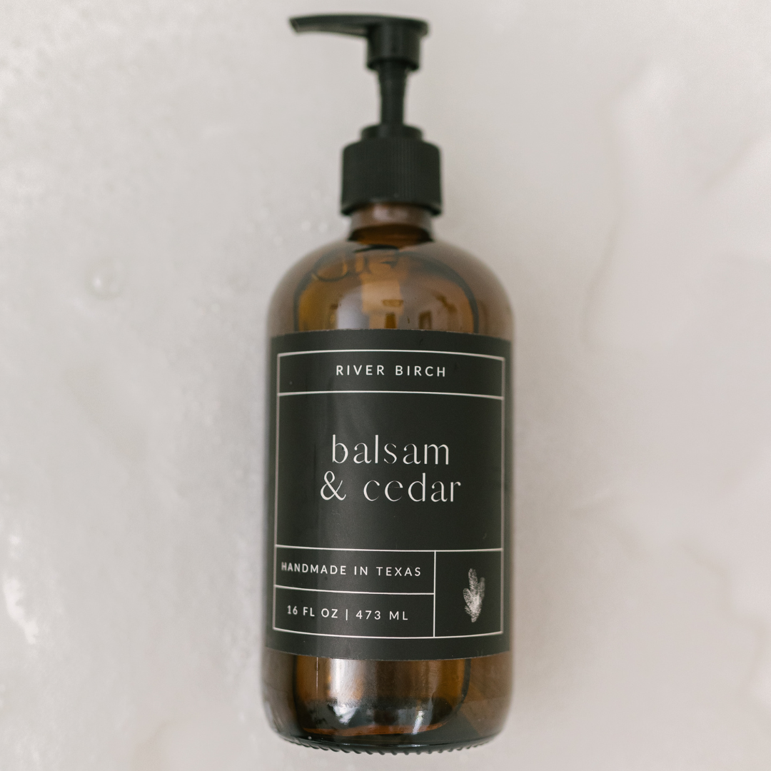 Balsam + Cedar - 16 oz Amber Glass Soap