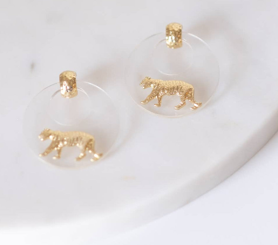 Gold Tiger Earrings