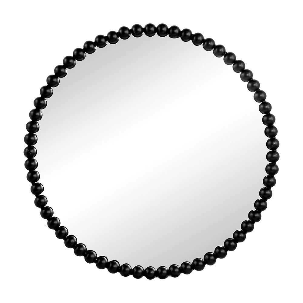 Beaded Black Metal Wall Mirror
