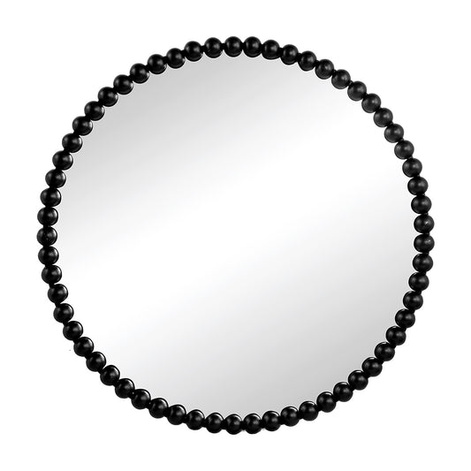 Beaded Black Metal Wall Mirror