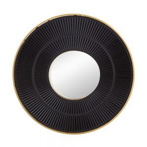 Round Carved Mirror, Black