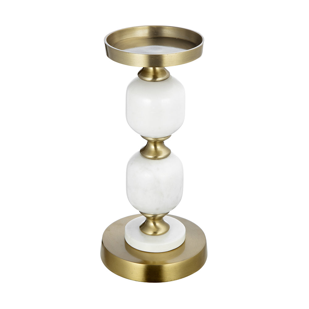 Gold & White Pebbled Pillar Candleholder (Various Sizes)
