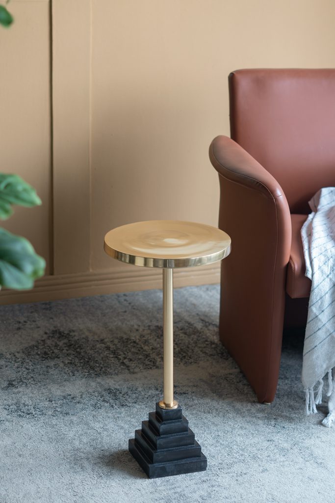Pyramid Black Marble Side Table