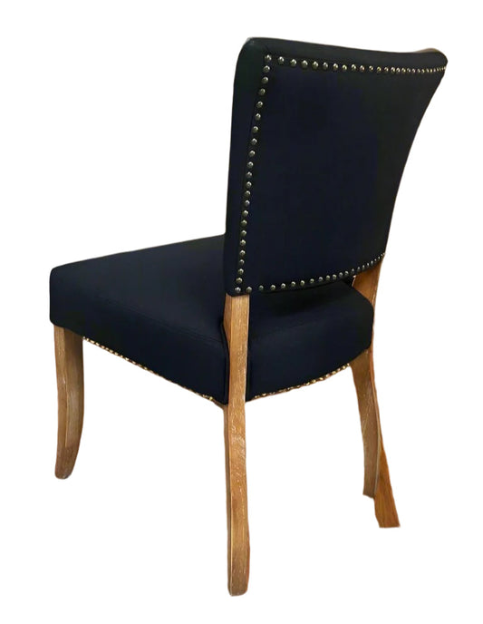 Isabel Black Square Back Wood & Linen Chair