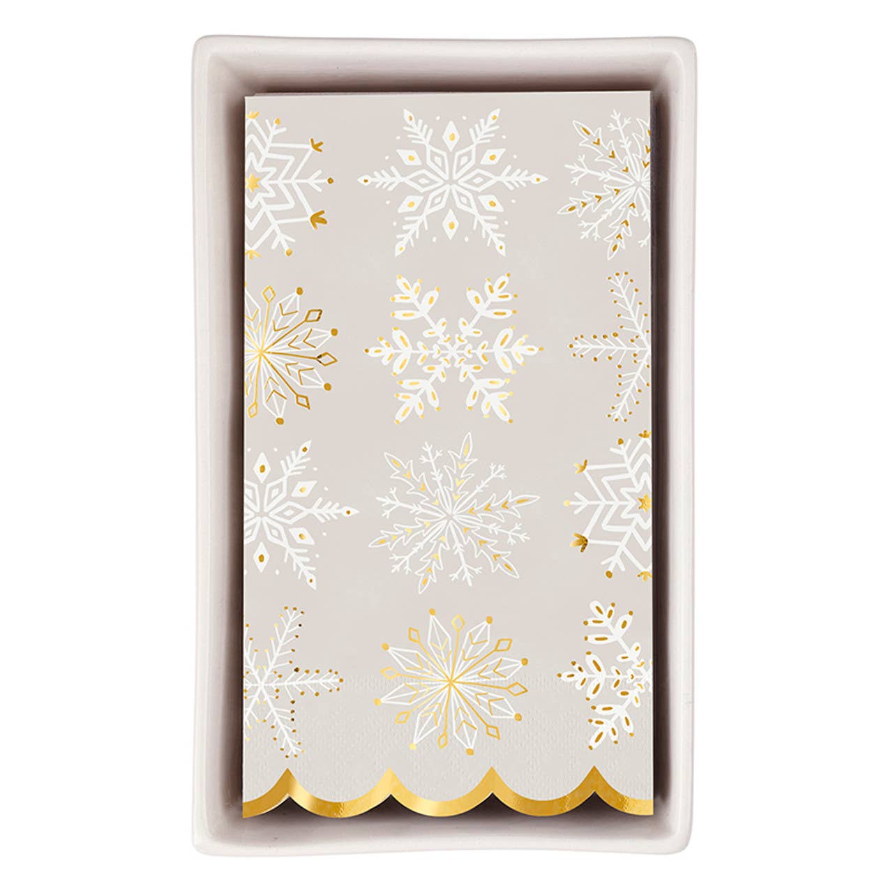 Snowflake Guest Napkins + Ceramic Tray