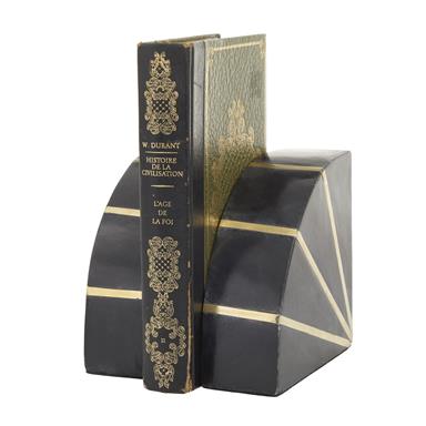 Black Marble Geometric Bookends, Set of 2