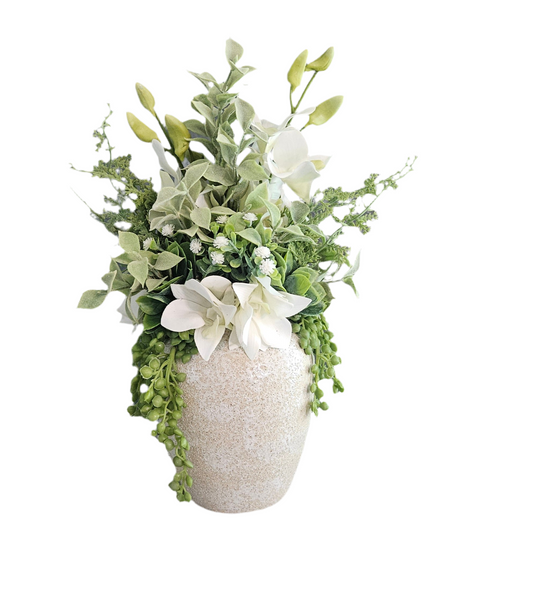 13" tall Floral Arrangement With Orchids