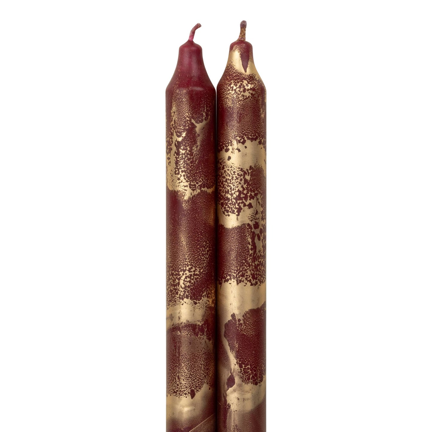 12" Bordeaux w/ Gold Taper Candles (Pack of 2)