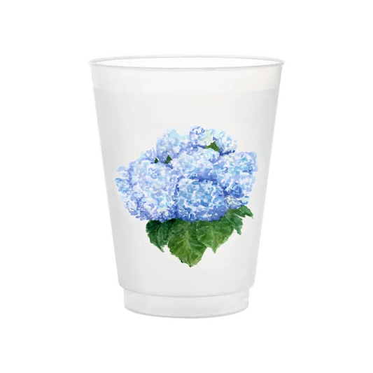 Blue Hydrangea Frosted Cups, Set of 6
