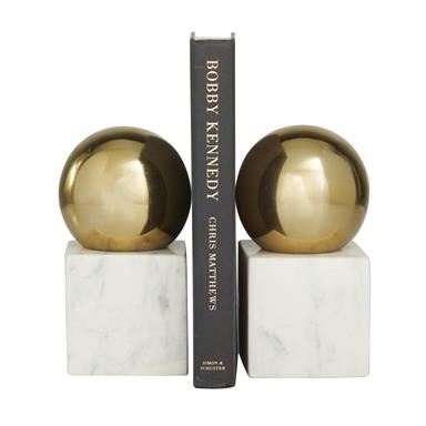 Marble and Gold Globe Bookends, Set of 2