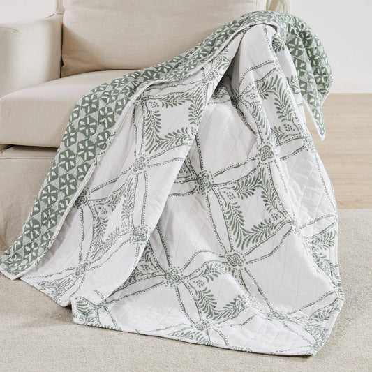 Kemala Quilted Throw Blanket, Sage