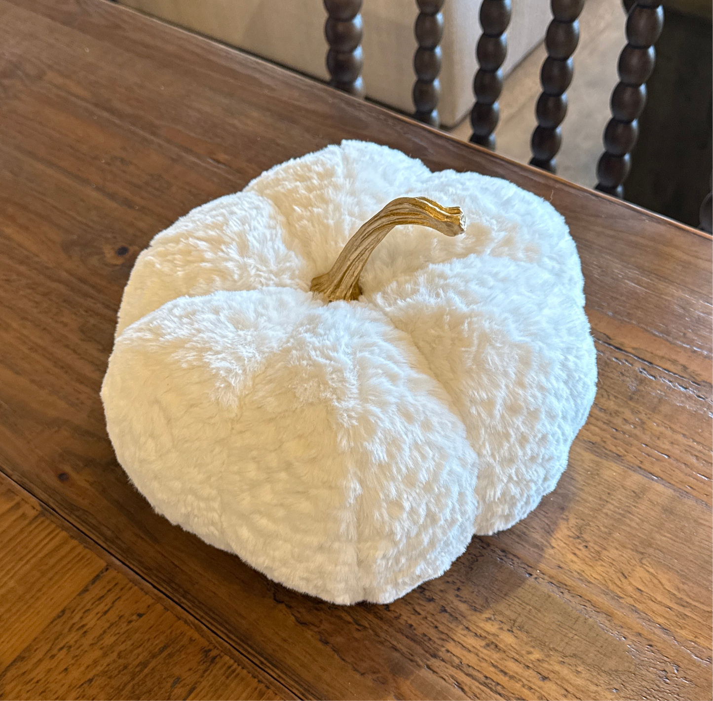 Plush White Pumpkin w/ Gold Stem