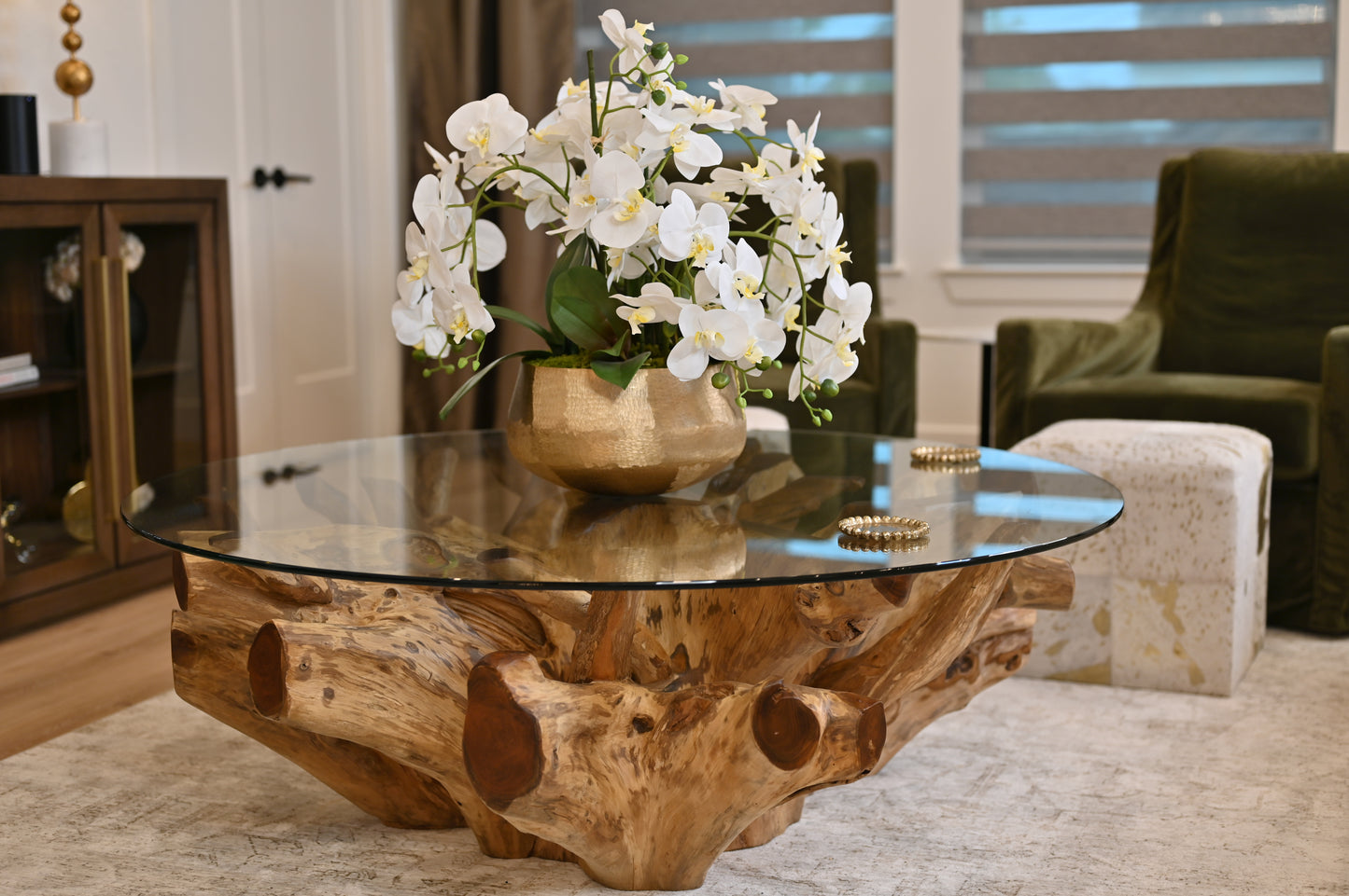 Live Edge Teak Root Coffee Table