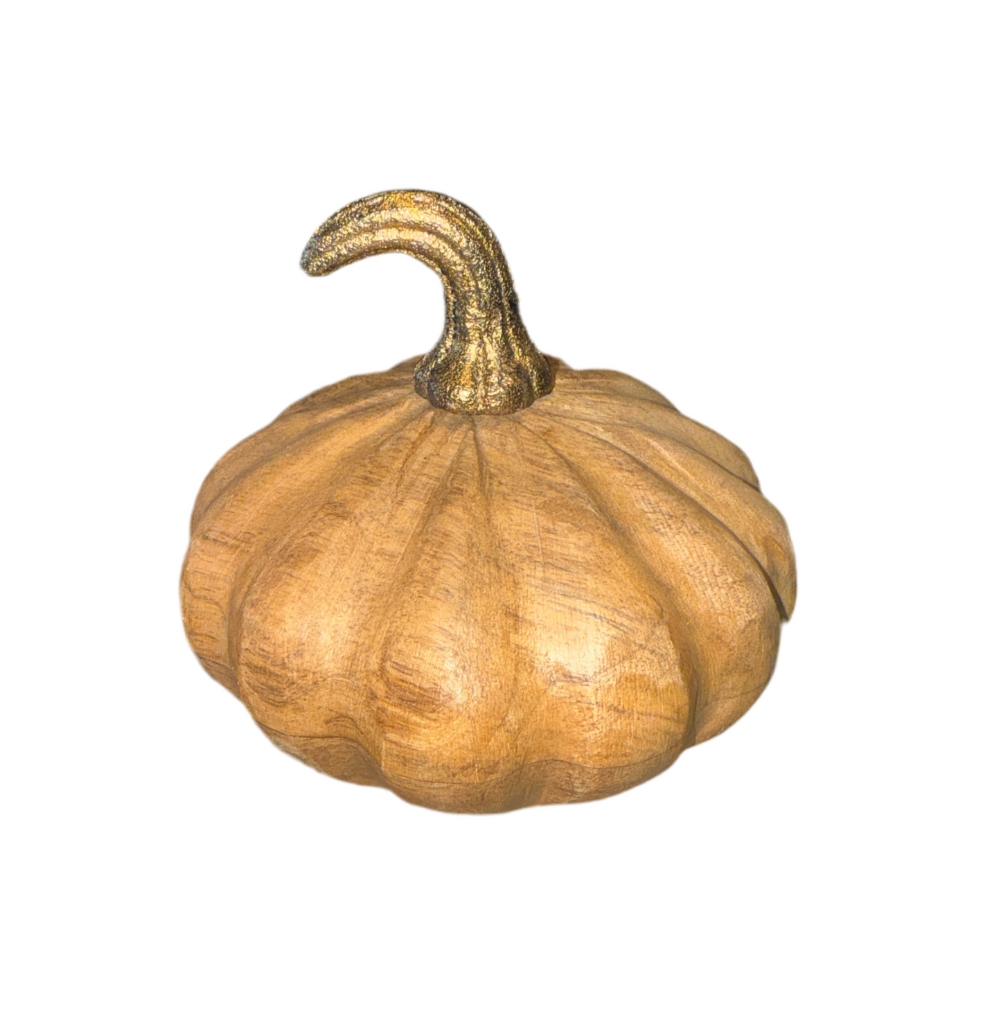 Mango Wood Pumpkin with Gold Stem